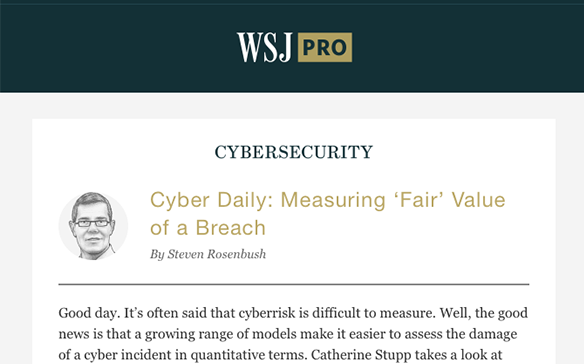 Wall St Journal Cyber Daily on FAIR Oct 2018